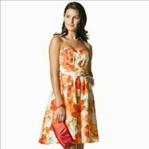 David’s Bridal Peach  Flowered Garden Party  Dress